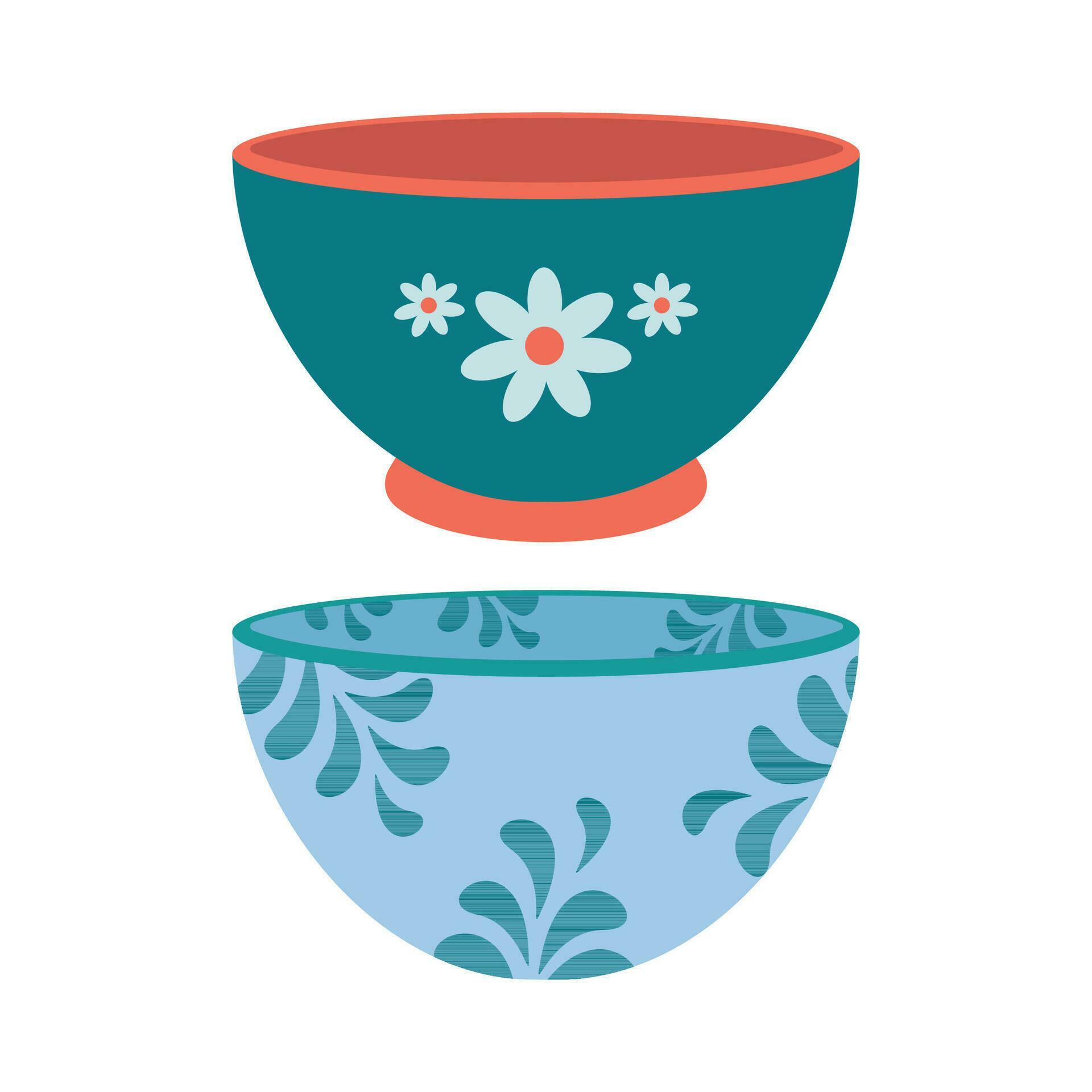 Dishes. A set of kitchen plates, bowls with a floral ornament. 24608154