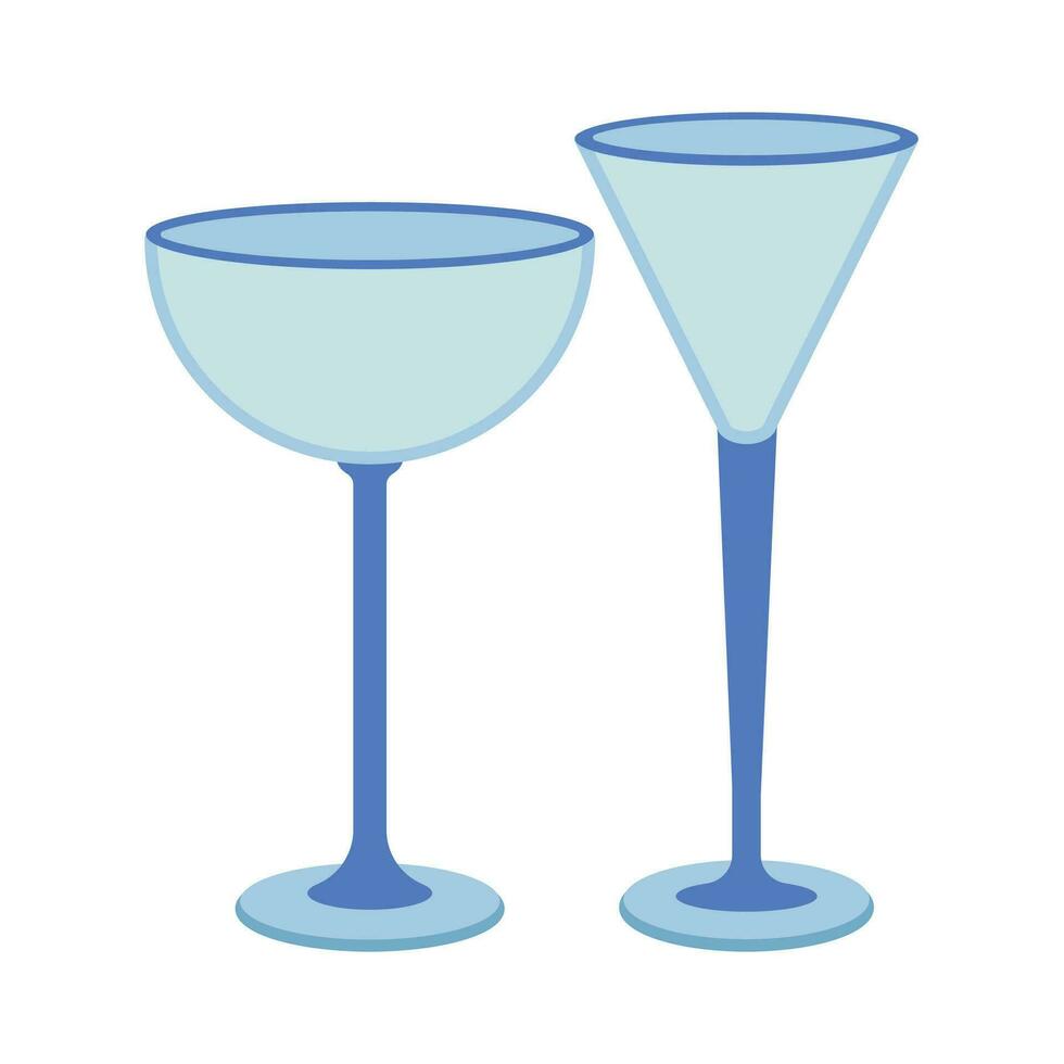 Dishes. A set of glass, cocktail, wineglass. vector
