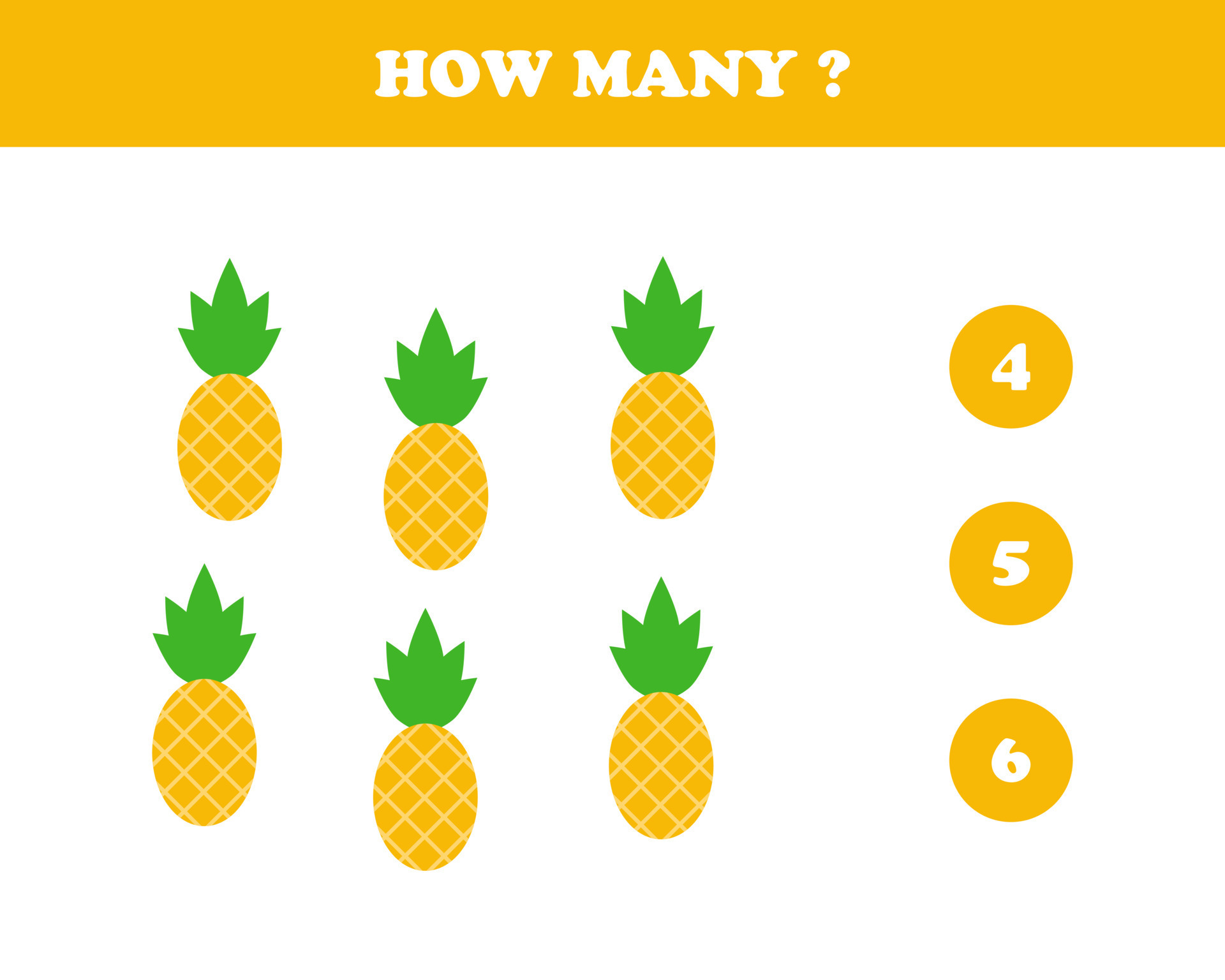 How many, worksheet for kids, pineapple, vector. 24608248 Vector Art at Vecteezy