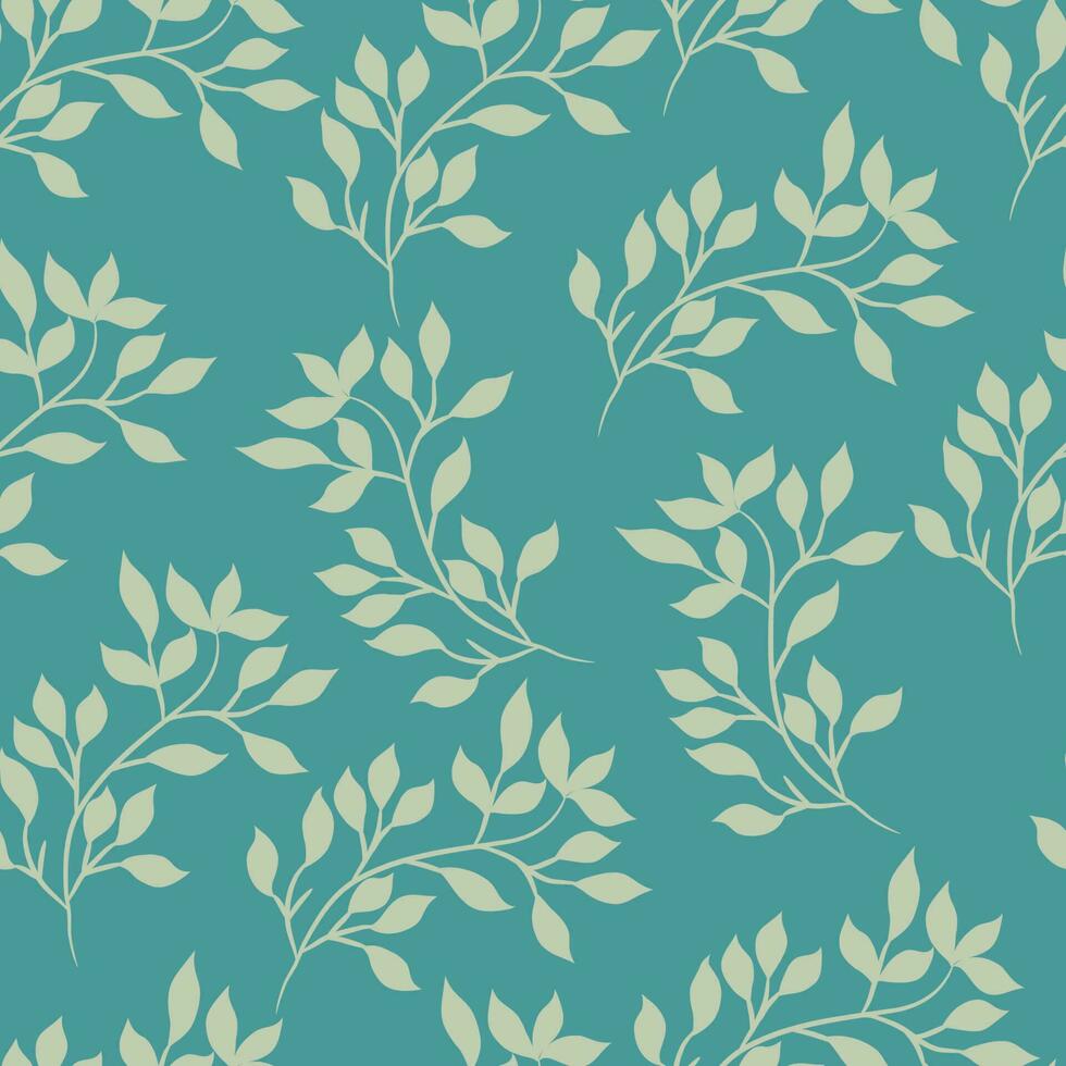 gray leaves and twigs seamless pattern vector