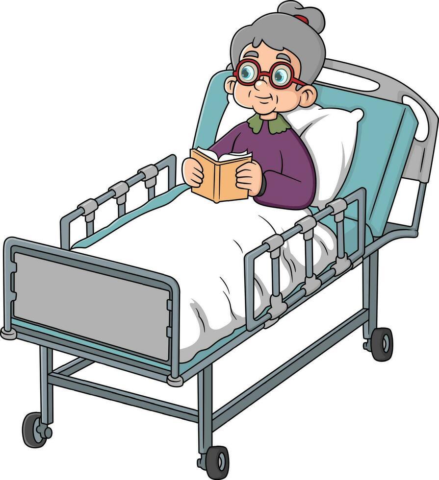 Senior female Patient Resting In Hospital Bed vector