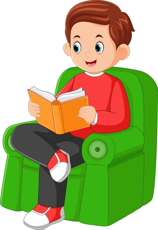 a father enjoying a work holiday relaxing on the couch and reading a book vector