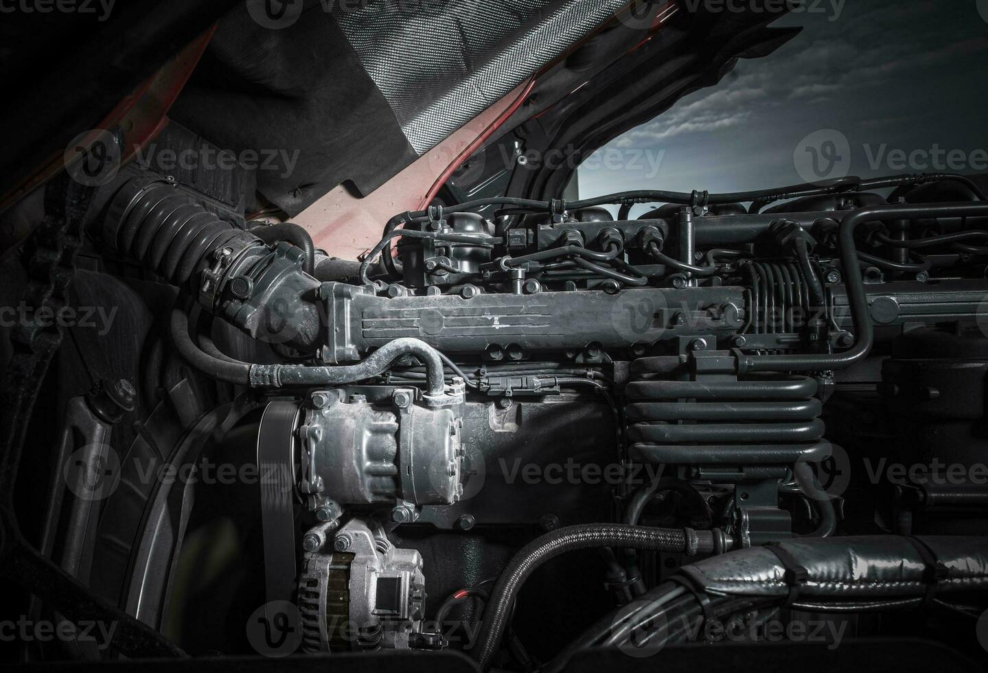 Semi Truck Diesel Engine photo