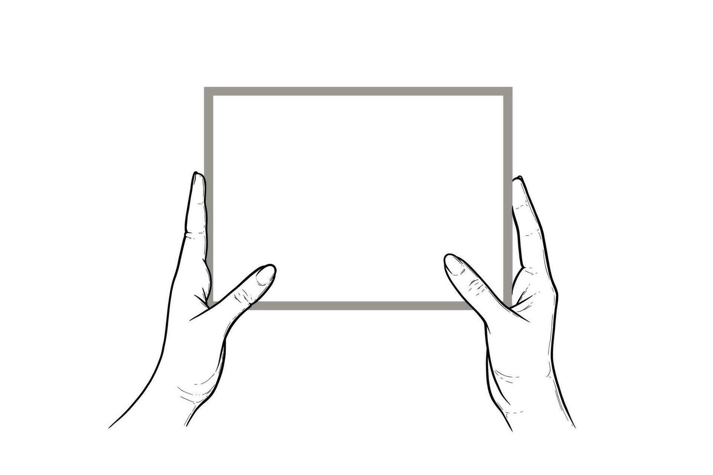 manos participación tableta con pantalla táctil. horizontal tableta en manos de un humano. vector ilustración aislado en blanco antecedentes