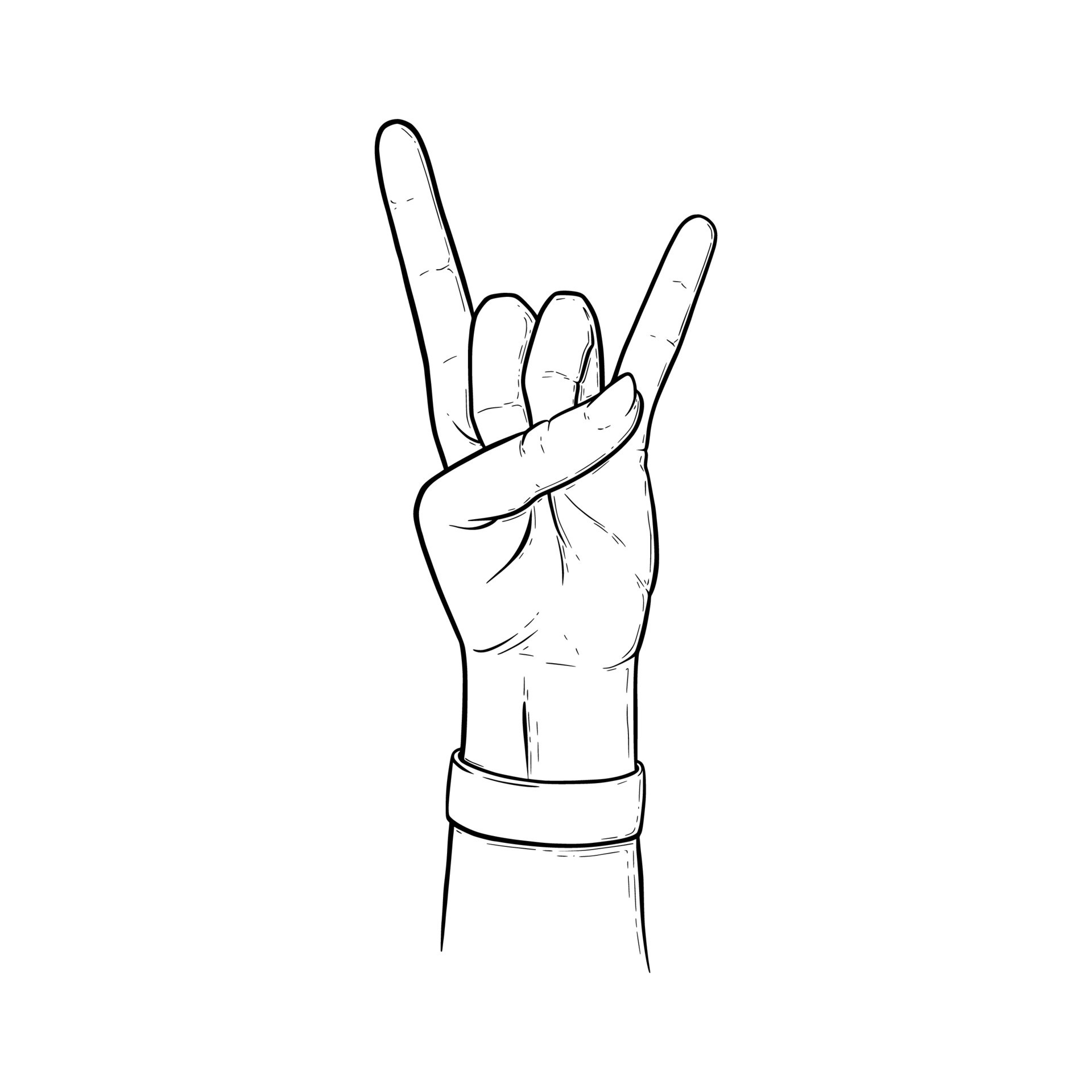 Rock sign with two fingers up. Heavy metal or rock hand gesture isolated in  white background. Vector illustration 24608624 Vector Art at Vecteezy