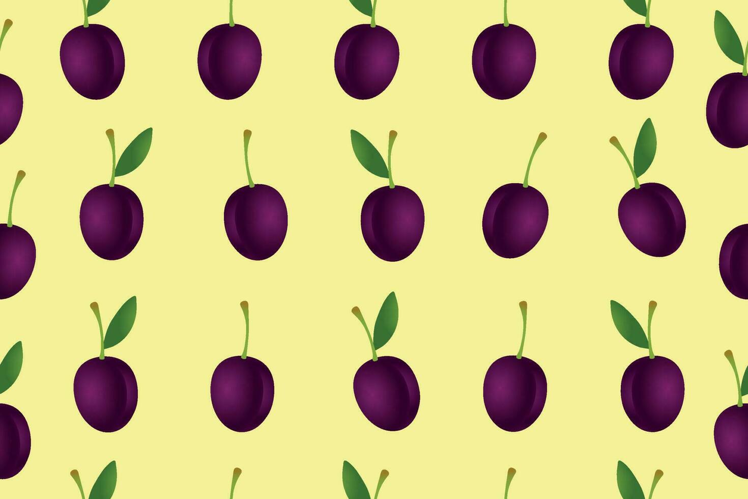 Seamless plum pattern. Vector seamless pattern with plums. Fabric pattern, textile. Vector illustration