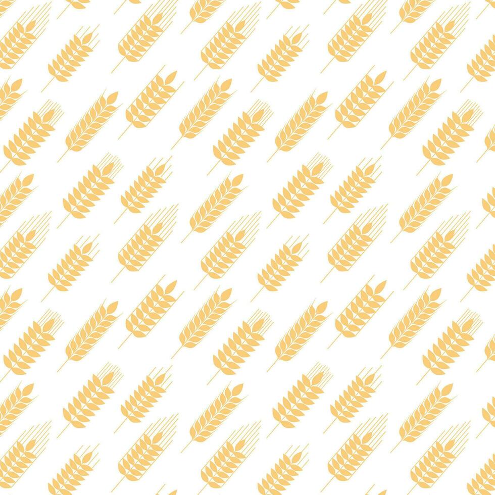 Seamless pattern of ripe wheat spikelets. Agricultural symbol, flour production. Vector