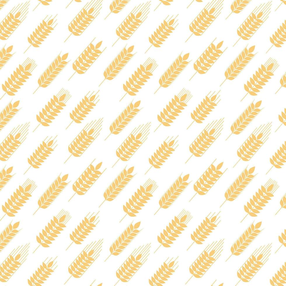 Seamless pattern of ripe wheat spikelets. Agricultural symbol, flour production. Vector