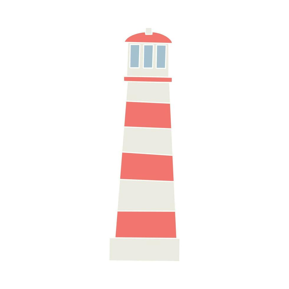 Lighthouse building icon. Coastal lighthouse lantern tower, vector navigational lighthouse. Maritime travel, tourism beacon. Vector