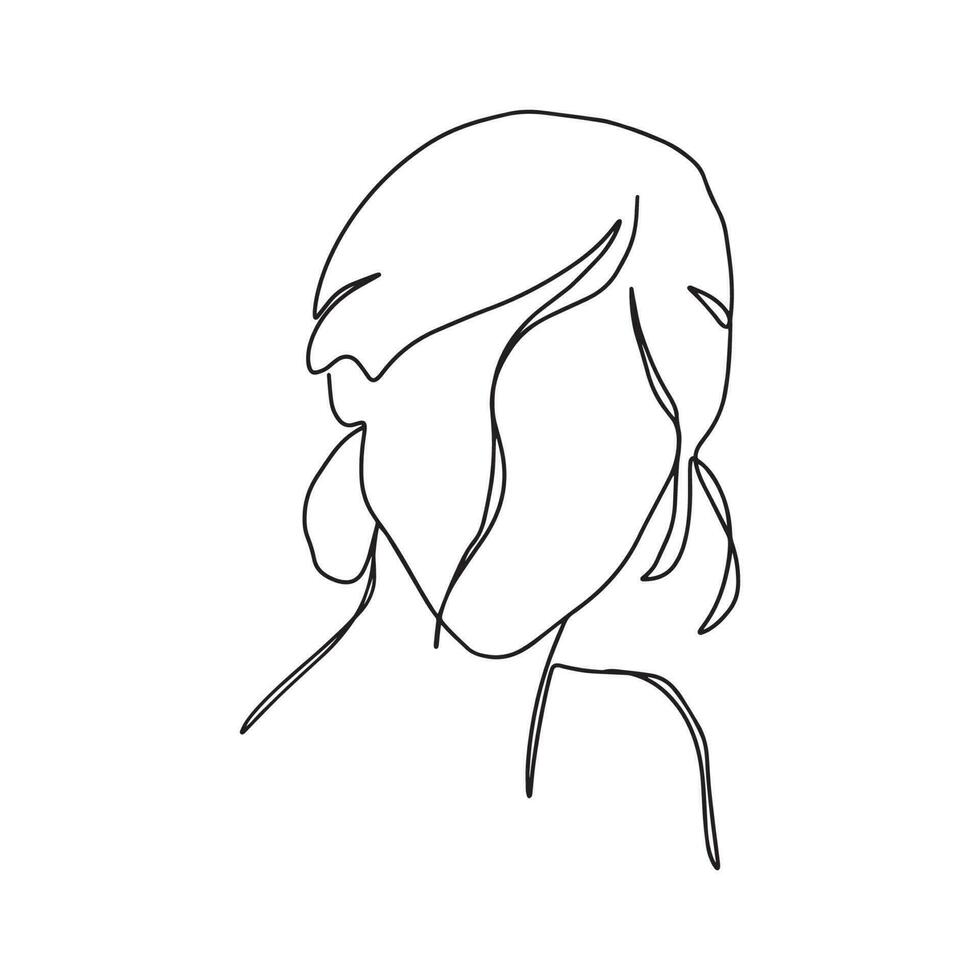 Abstract minimalistic linear sketch. Woman's face. Vector hand drawn illustration. Vector illustration