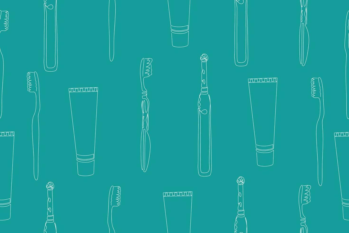 Vector seamless dental pattern with line icons. Vector illustration Toothbrush seamless pattern doodle outline vector. Vector