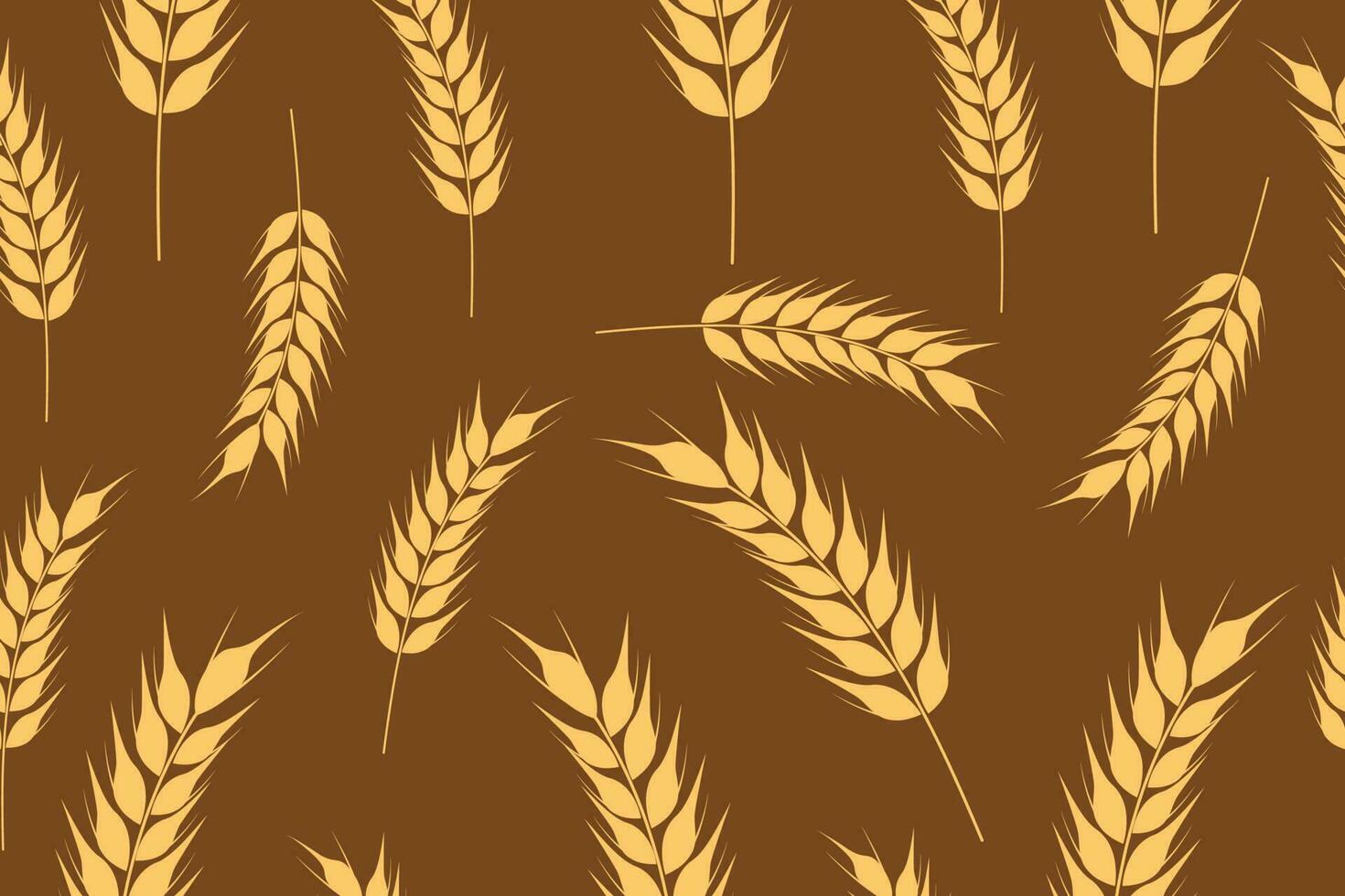 Collection of golden ripe spikelets of wheat. Agricultural symbol, flour production. Vector silhouette of wheat.