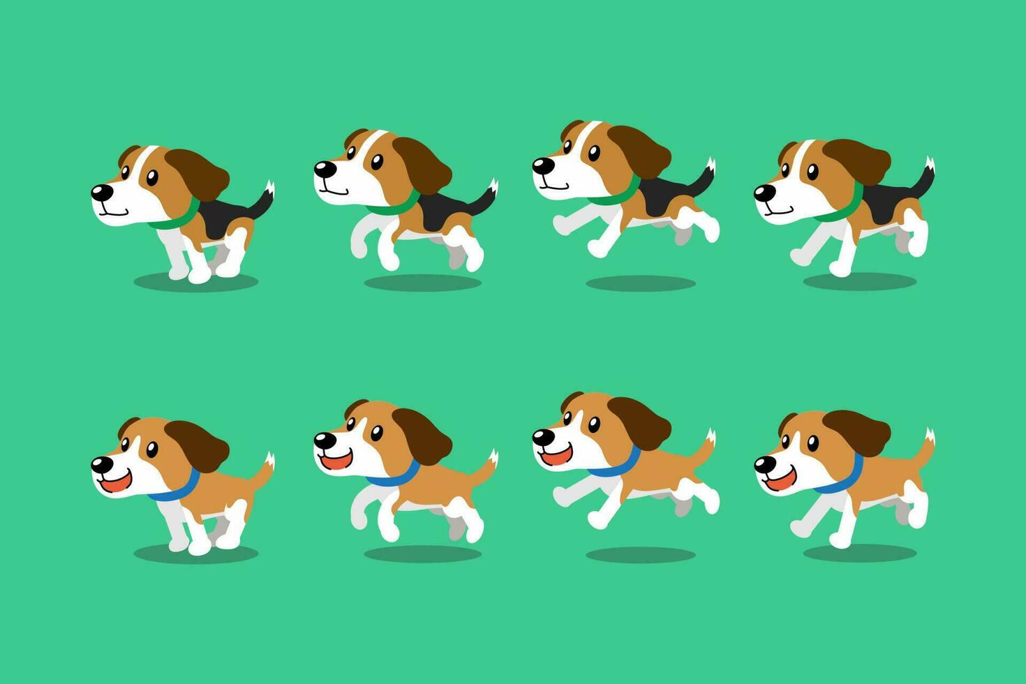 Vector cartoon character beagle dog running step