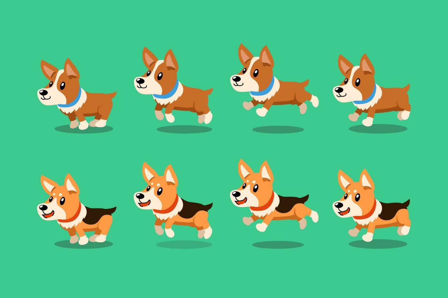 vector dibujos animados personaje corgi perro corriendo paso