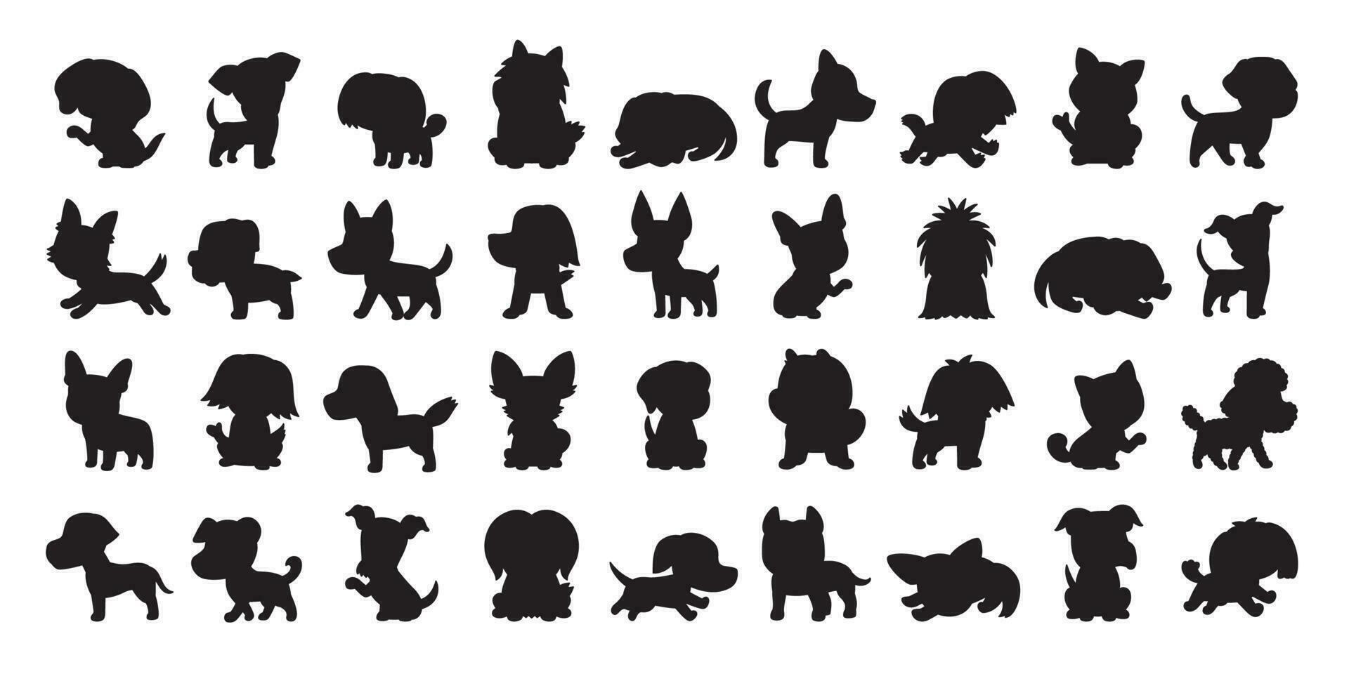 Different type of vector silhouette dogs