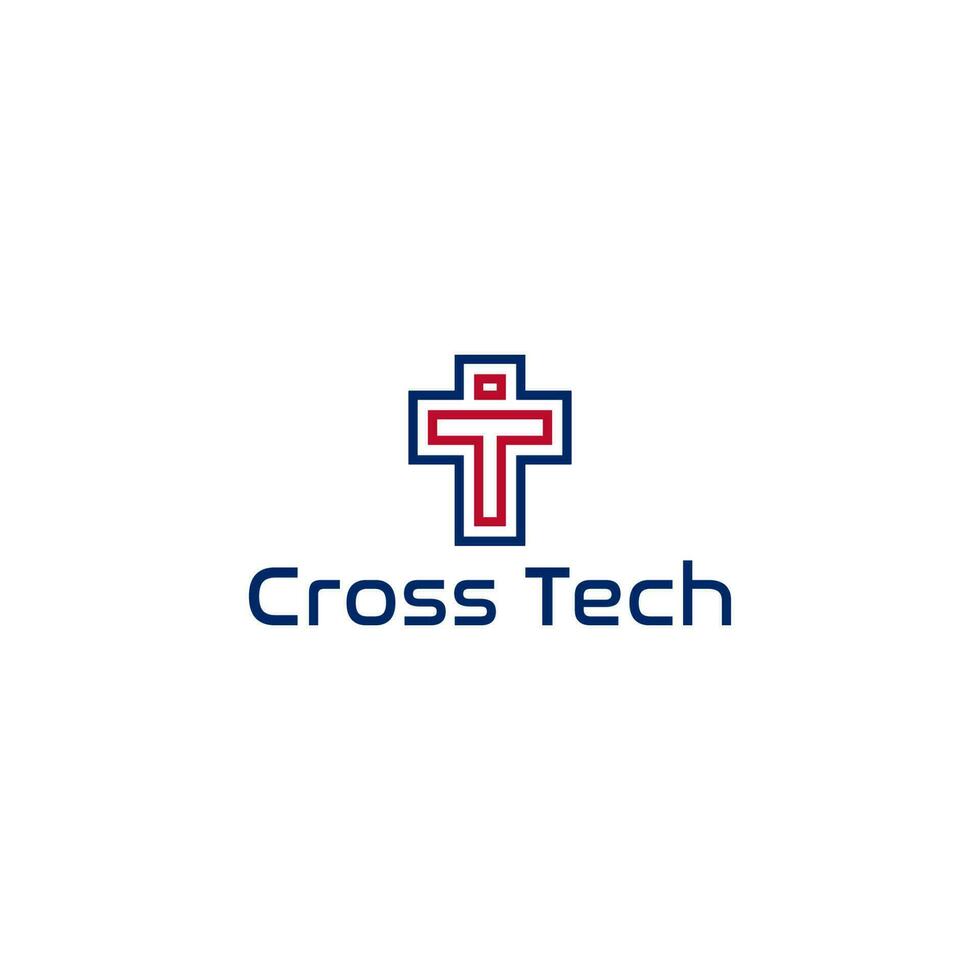 T Cross Tech Logo Design Vector