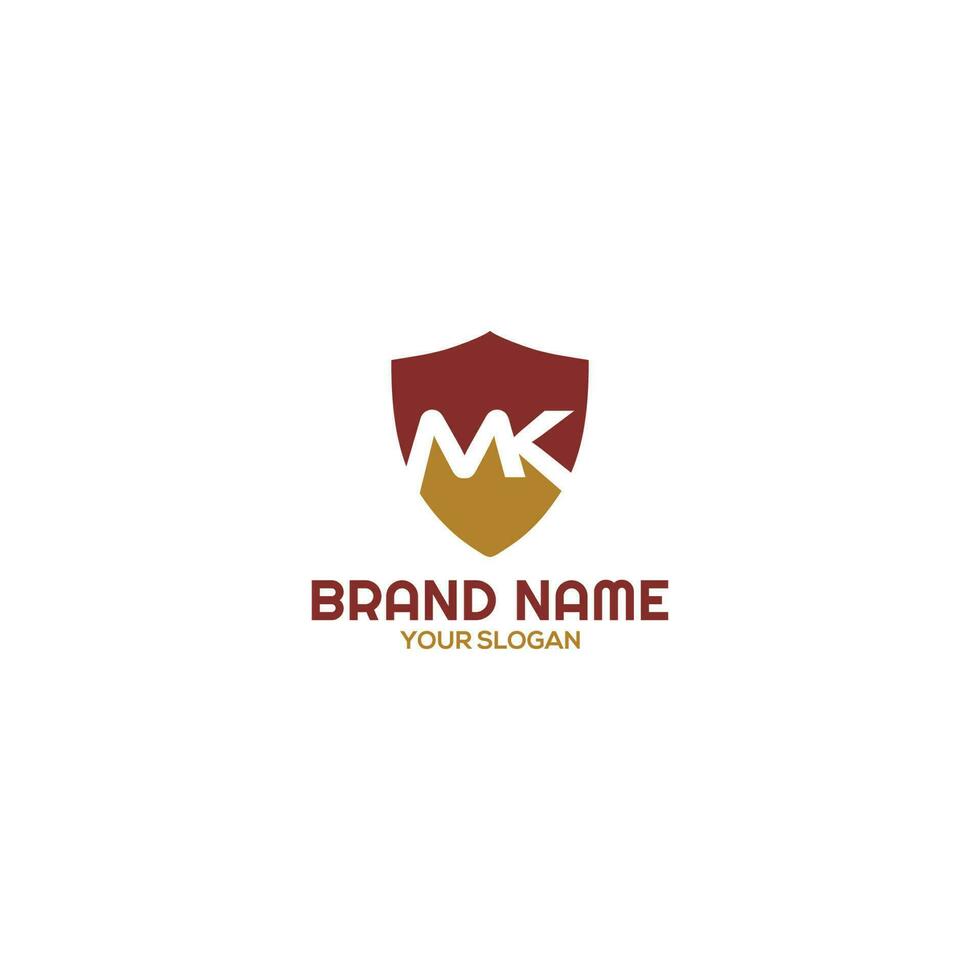initial MK shield logo design vector