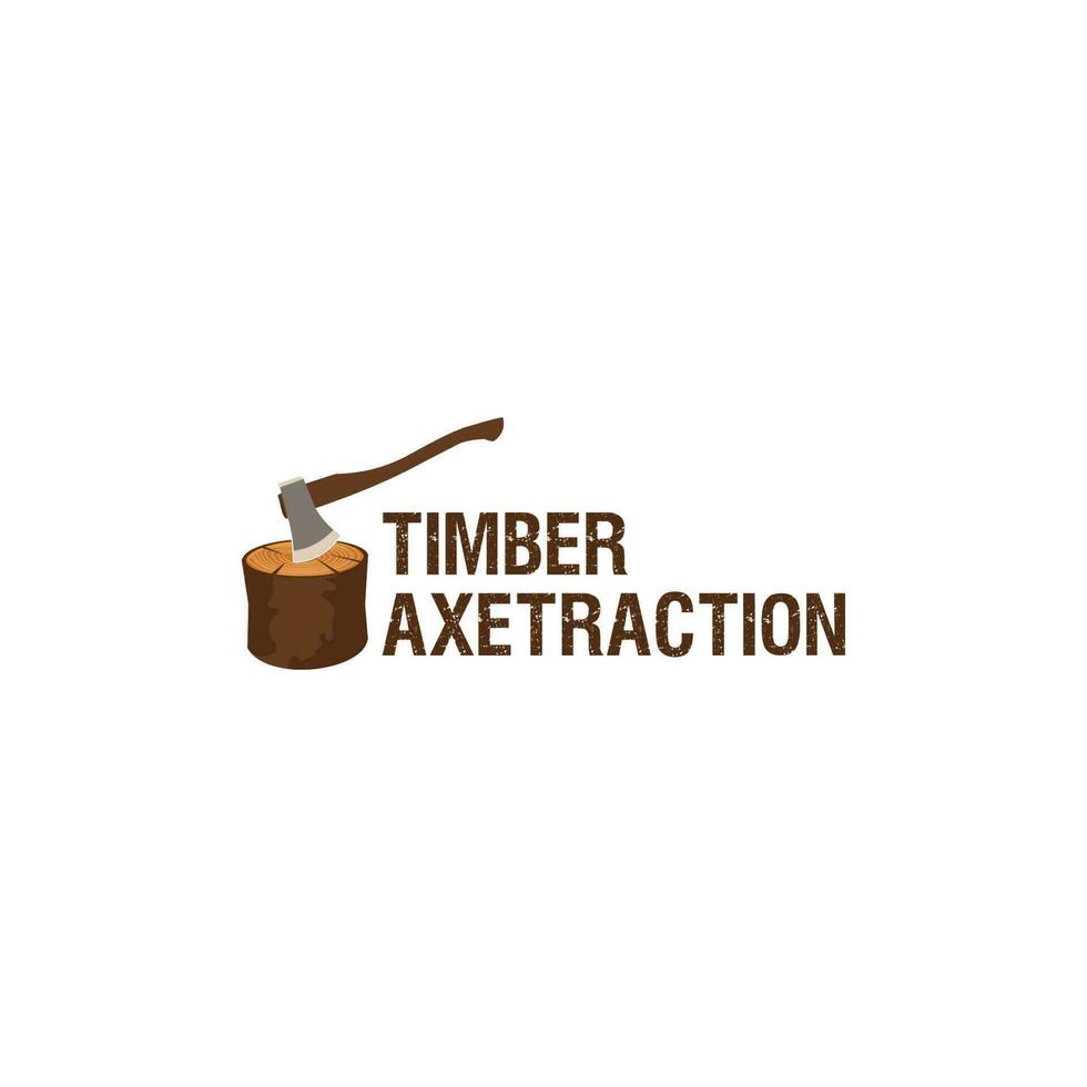 madera hacha logo diseño vector