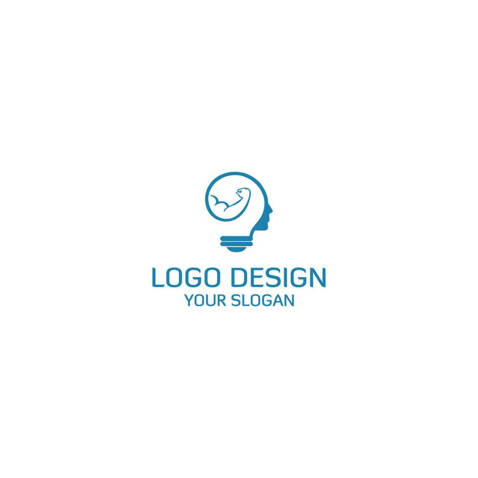 pensar más fuerte logo diseño vector