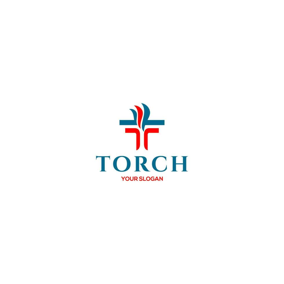 T Torch Flare Logo Design Vector