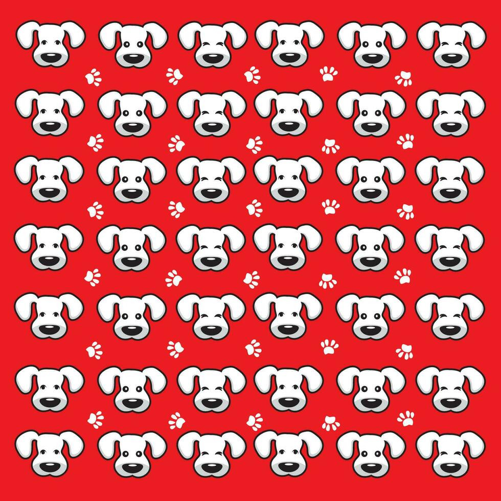 seamless cute dog and paw pattern vector