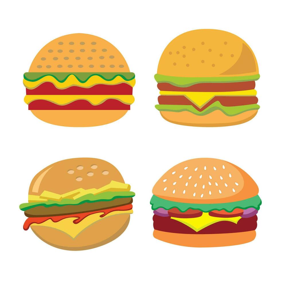 hamburguesa íconos colocar. vector ilustración de hamburguesa iconos