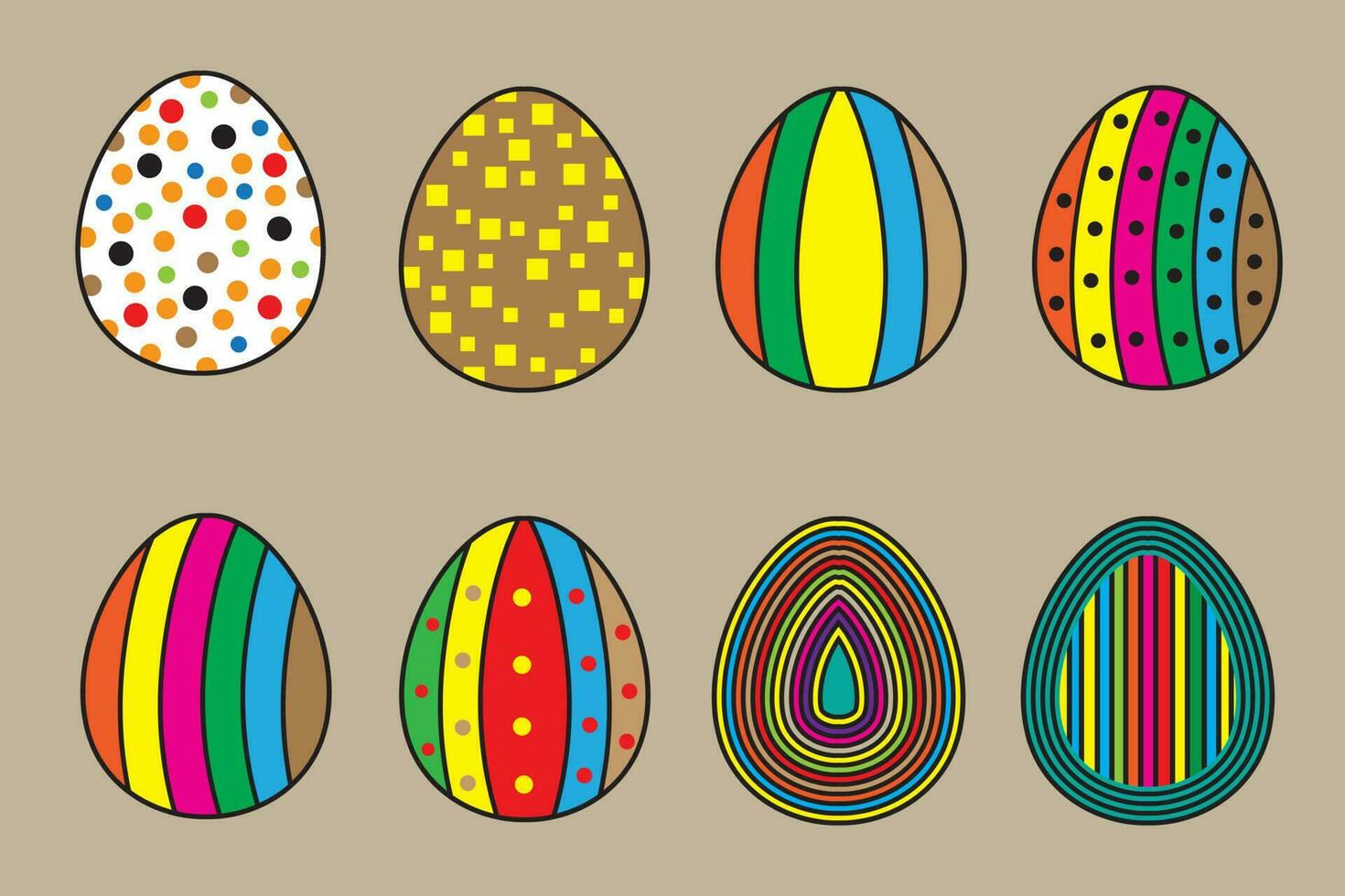 Set of hand drawn Easter eggs. Vector illustration for your design.