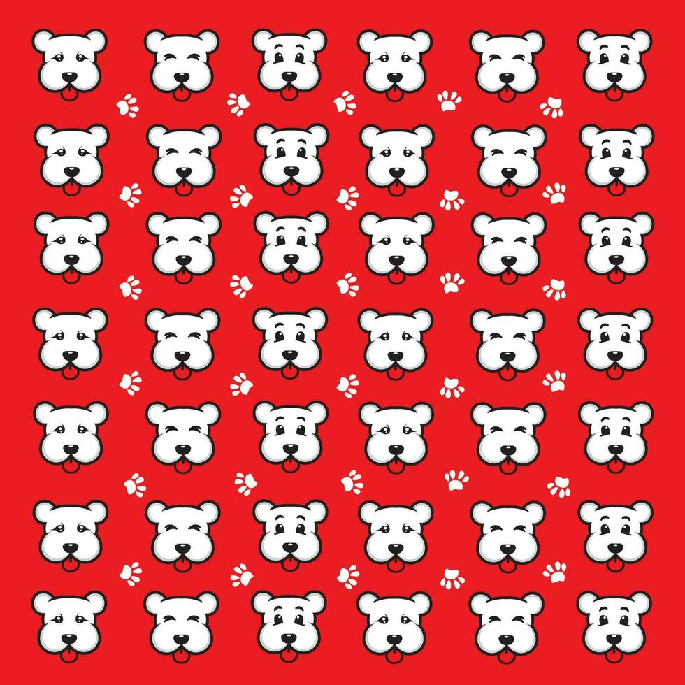 seamless cute dog and paw pattern vector