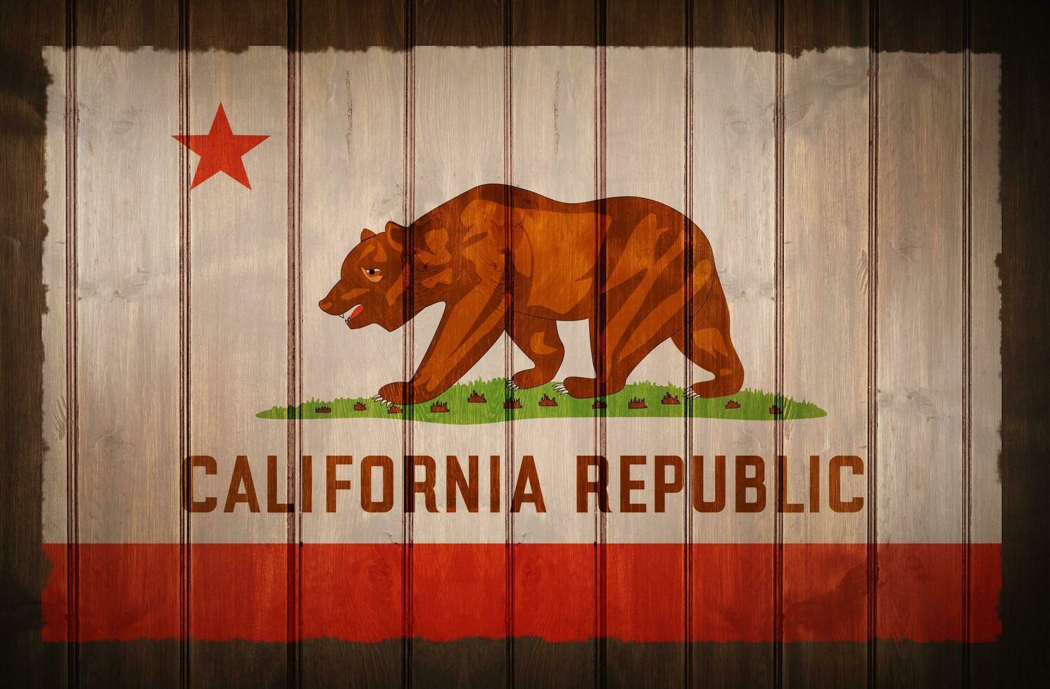 California Republic Flag on wood photo