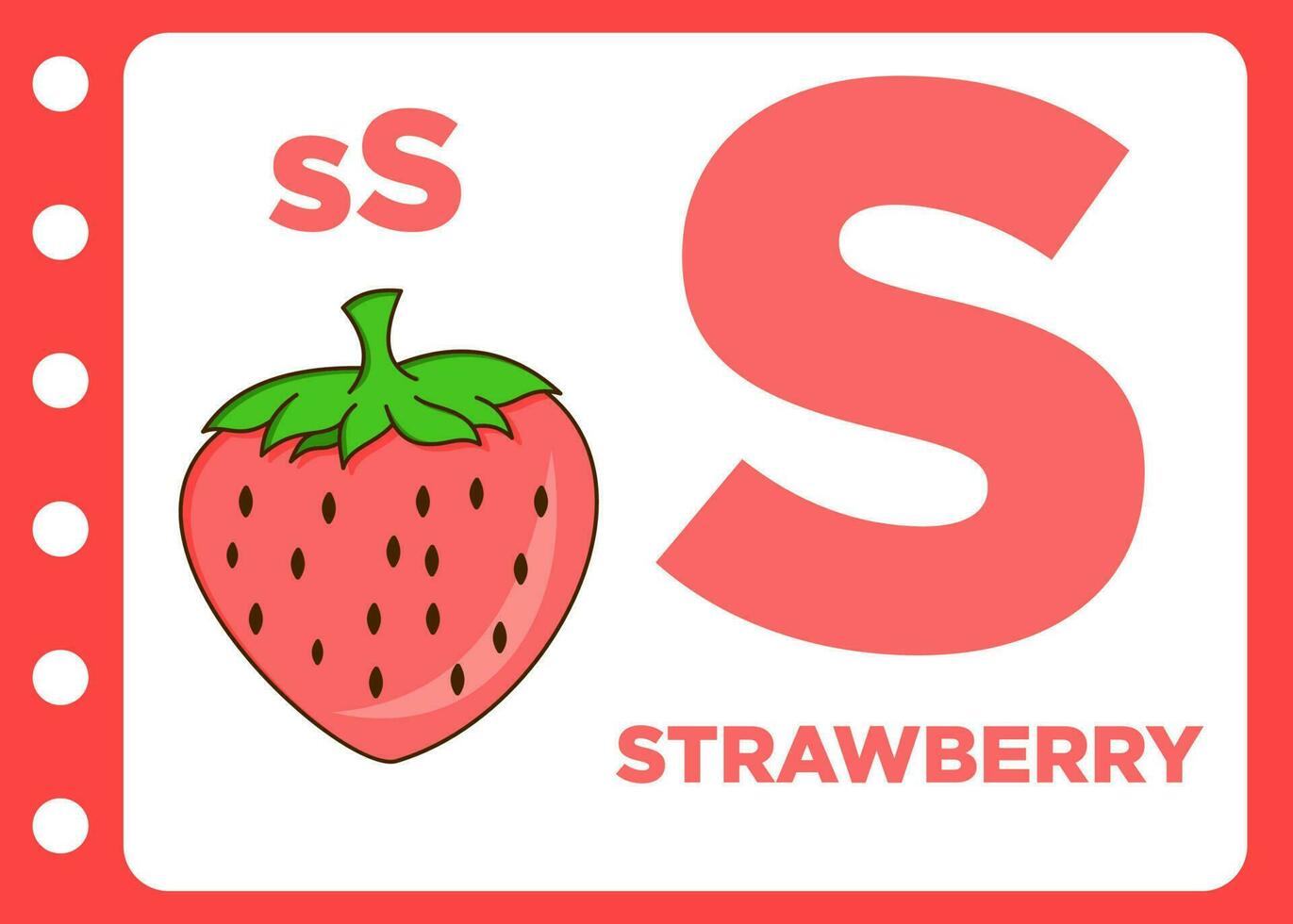 letter S is for strawberry. sweet strawberry vector