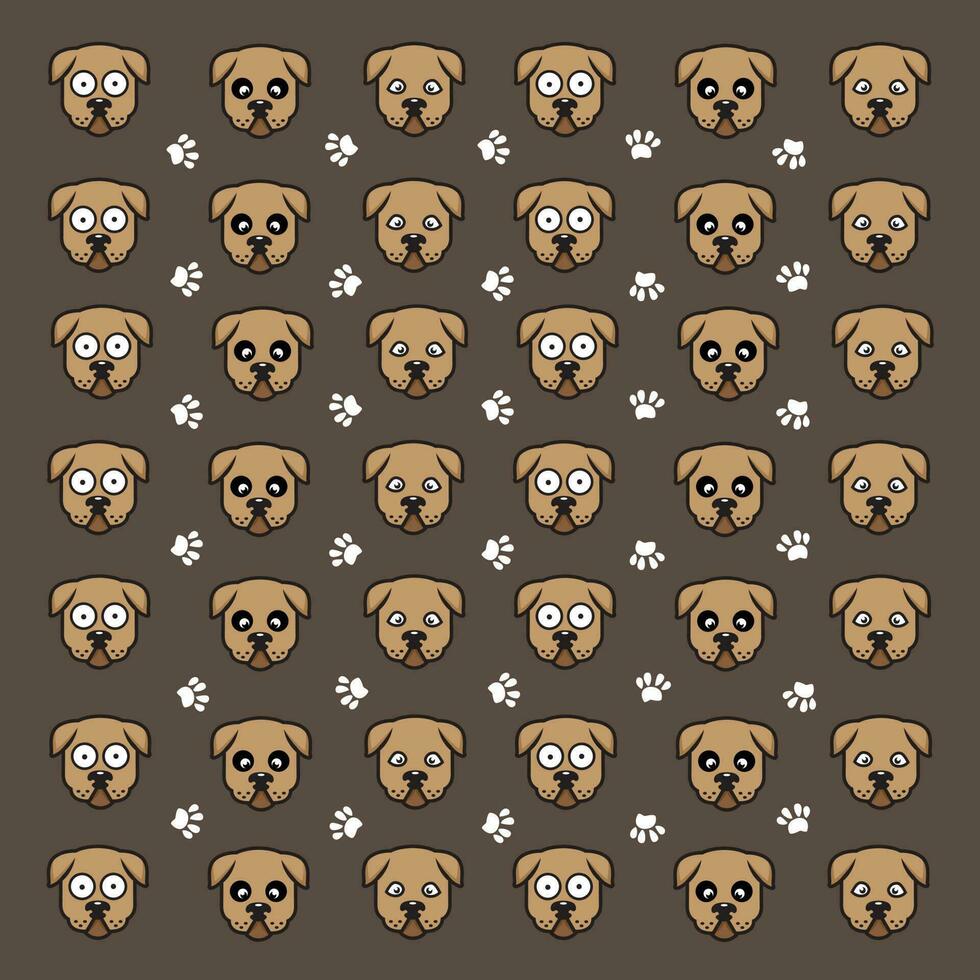 seamless cute dog and paw pattern vector