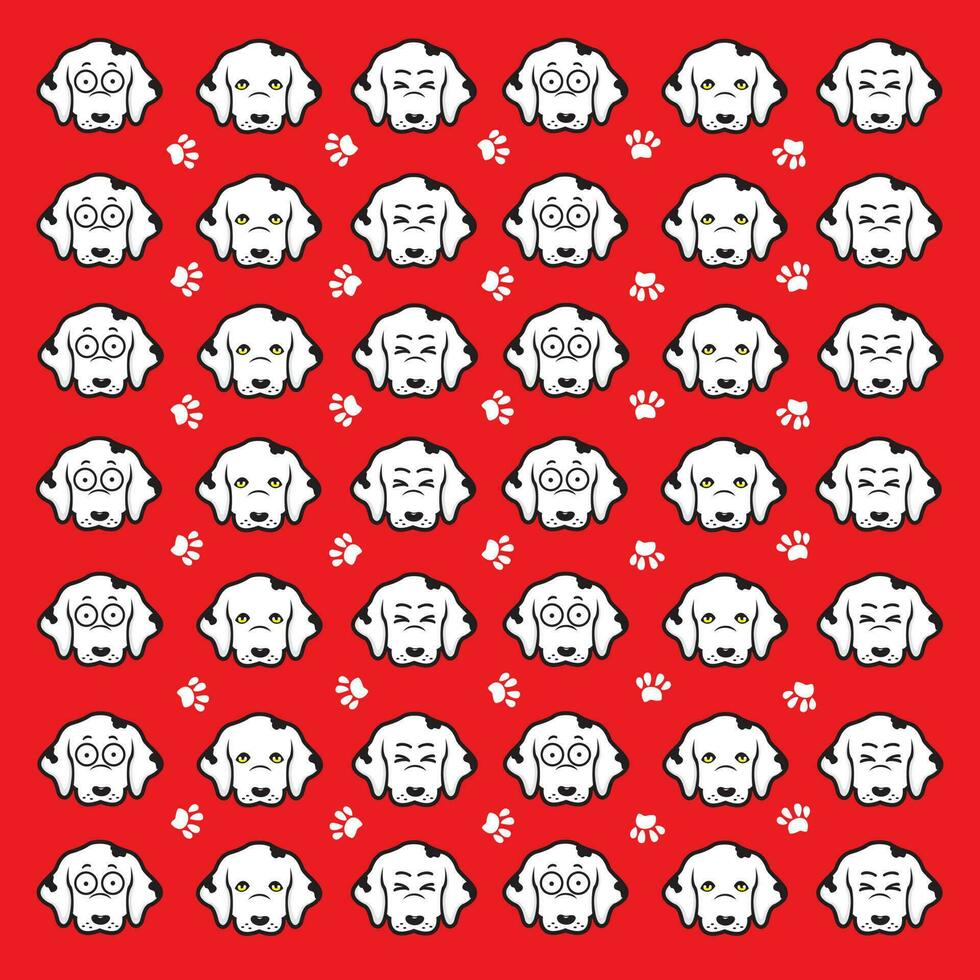 seamless cute dog and paw pattern vector