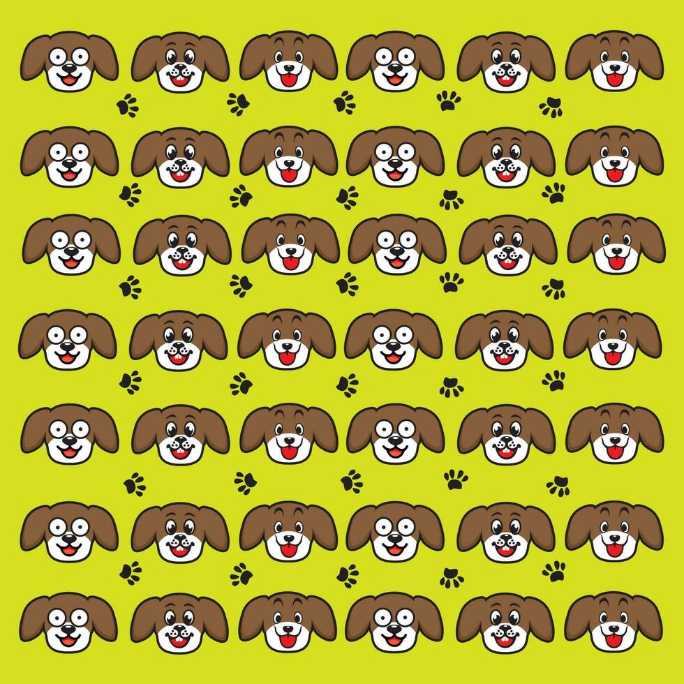 seamless cute dog and paw pattern vector
