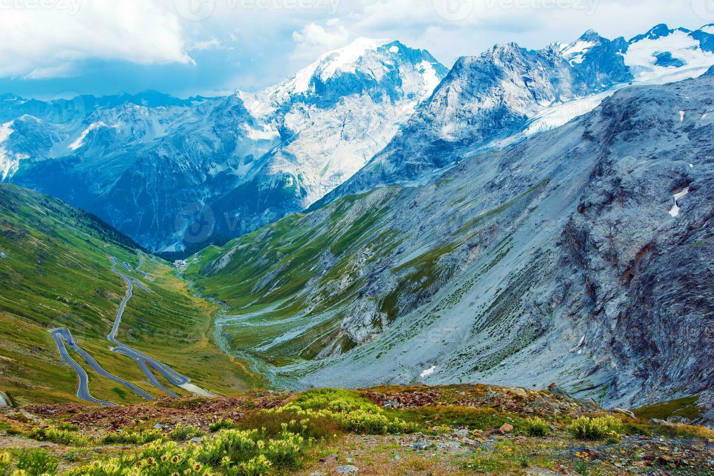 Stelvio Pass in Italian Alps photo