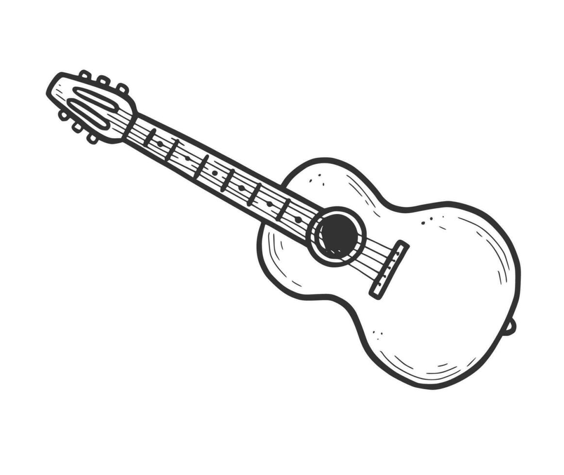 mano dibujado acústico guitarra elemento. vector