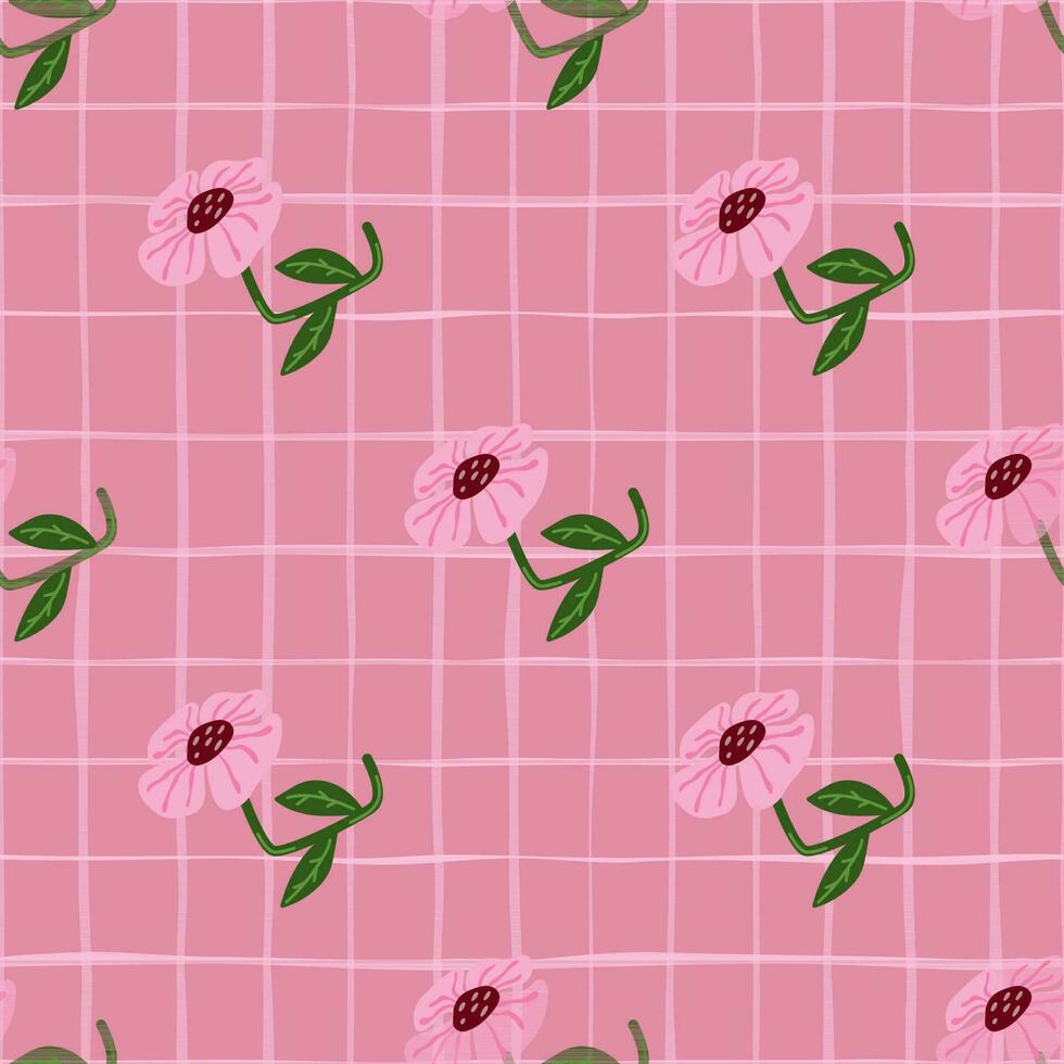 Contemporary cute stylized flowers seamless pattern. Decorative naive style botanical wallpaper. vector