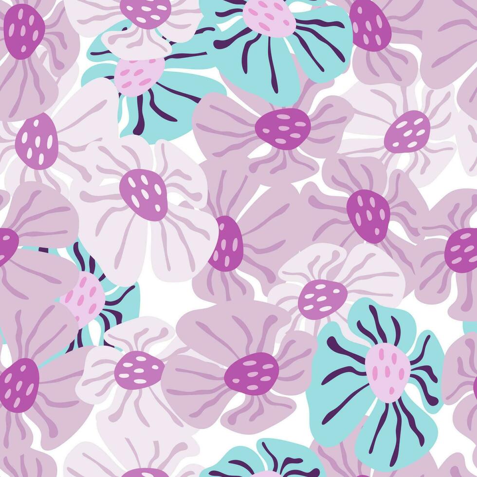 Contemporary big bud flower seamless pattern. Cute stylized flowers background. vector