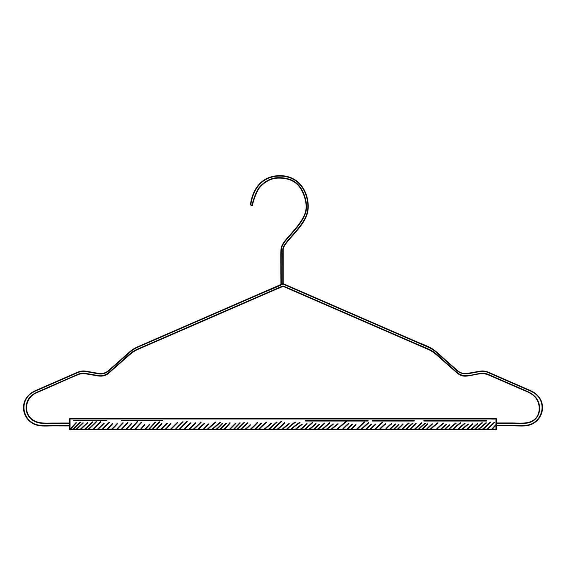 Metal coat hanger in vintage engraved style. Sketch of coat hanger