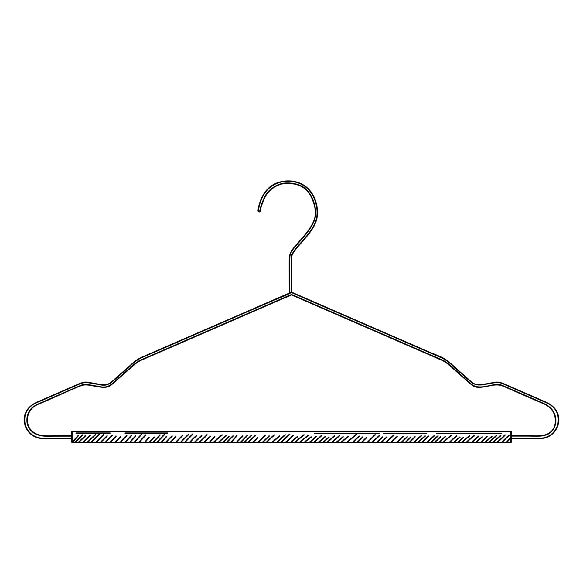 Metal coat hanger in vintage engraved style. Sketch of coat hanger