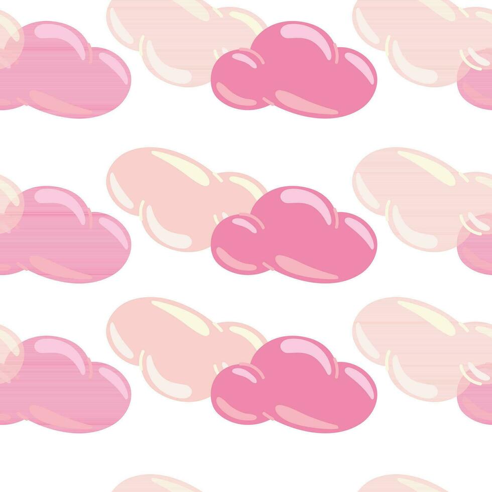 Pink clouds seamless pattern. For fabric design, textile print, wrapping paper, cover. Vector illustration