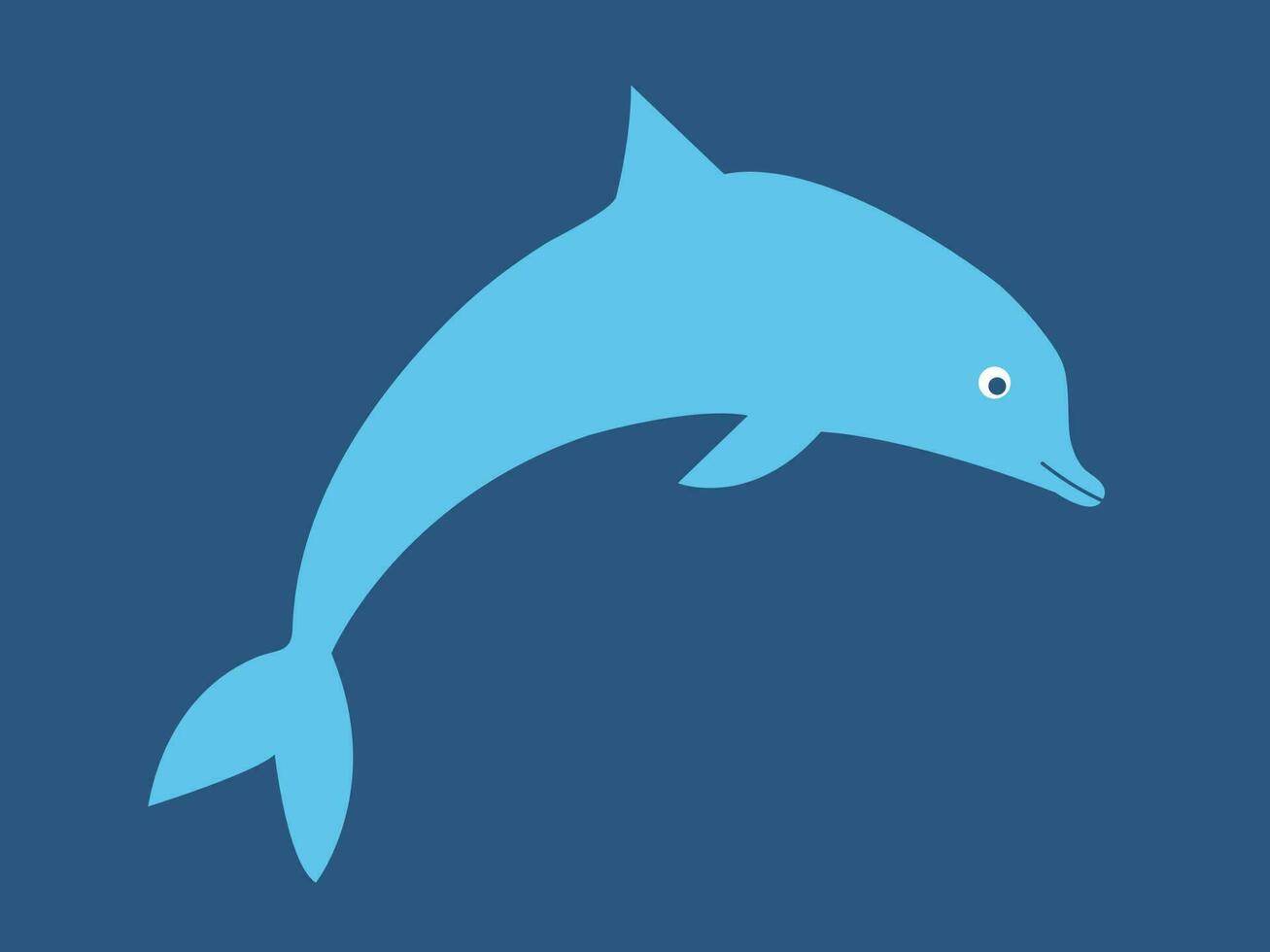 Vector dolphin in sea flat illustration