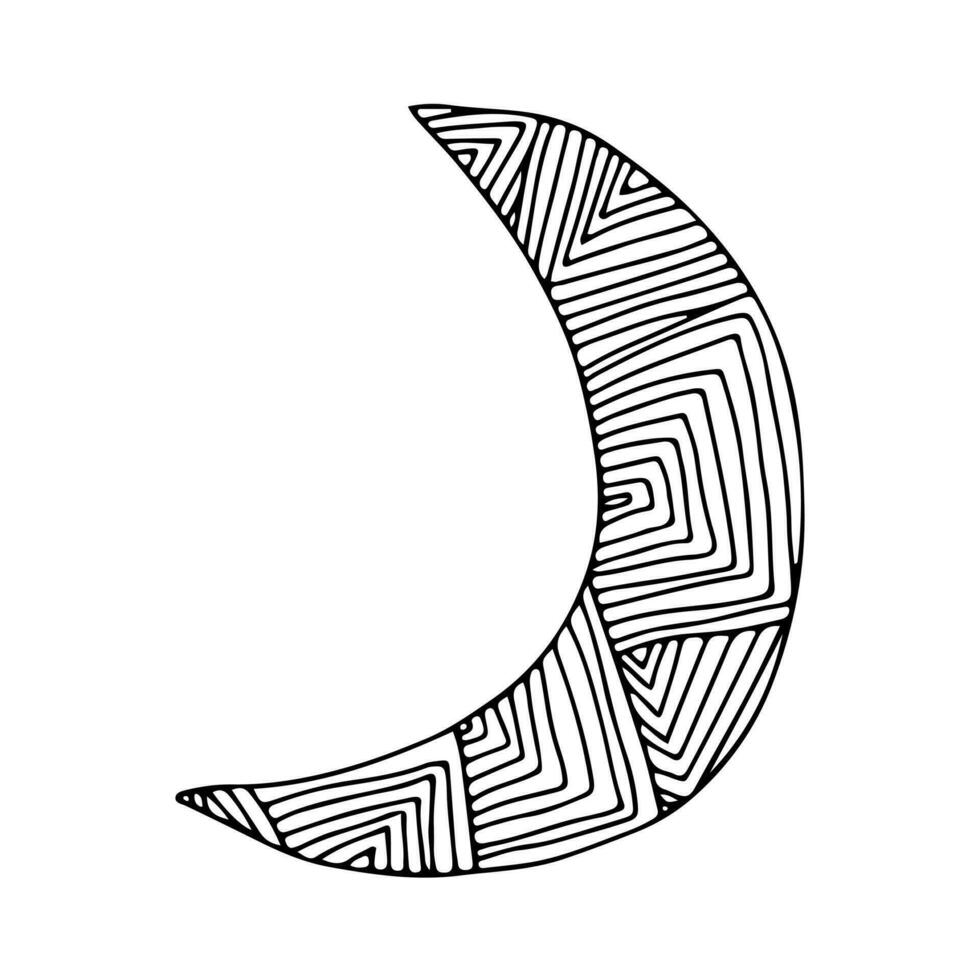 Doodle vector moon with ornament