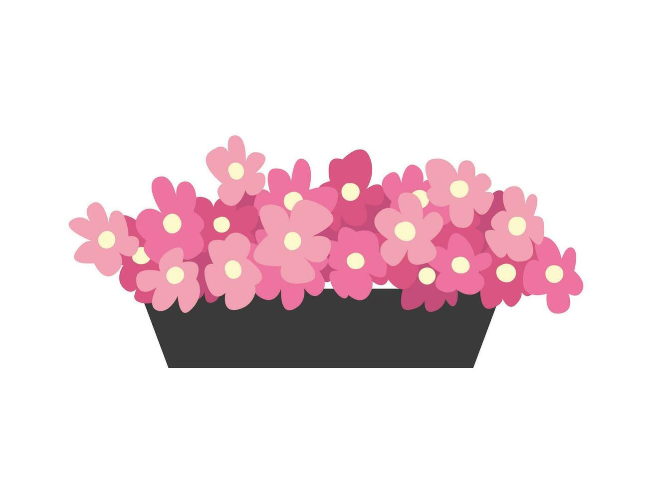 Vector petunia flowers in square pot flat illustration