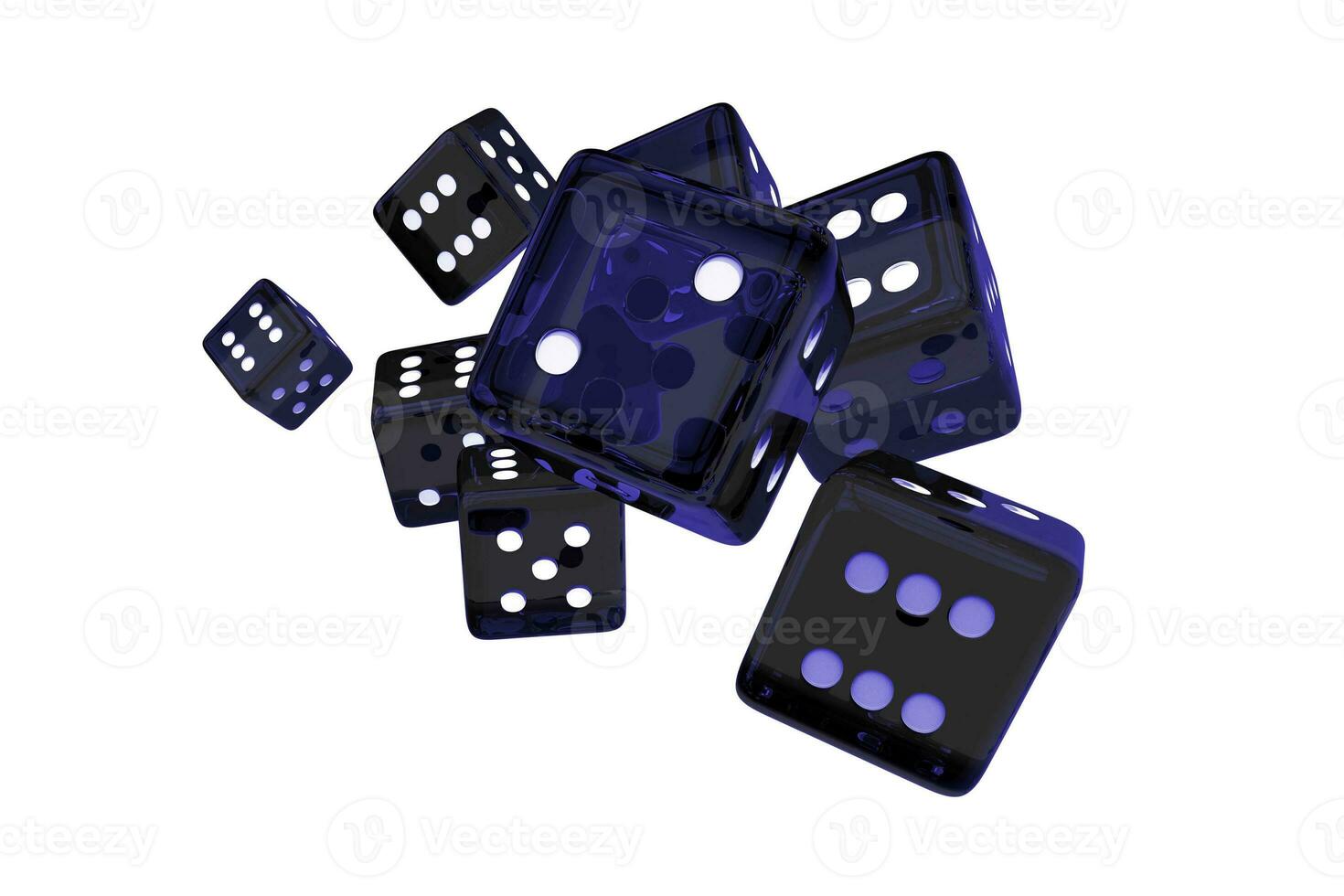 Glassy Blue Dices 3D Render Illustration photo