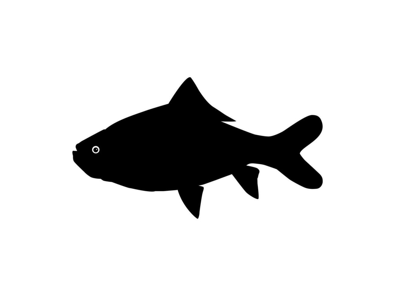 Catla or Katla Fish, also known as the major South Asian Carp, Silhouette for Icon, Symbol, Logo Type, Pictogram, Apps, Website or Graphic Design Element. Vector Illustration
