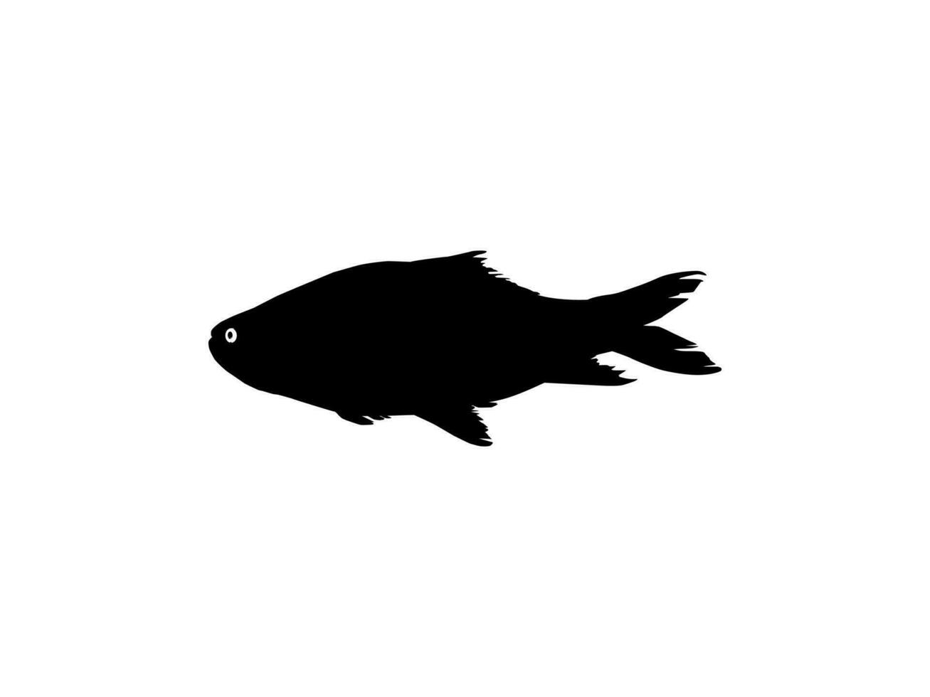 Catla or Katla Fish, also known as the major South Asian Carp, Silhouette for Icon, Symbol, Logo Type, Pictogram, Apps, Website or Graphic Design Element. Vector Illustration