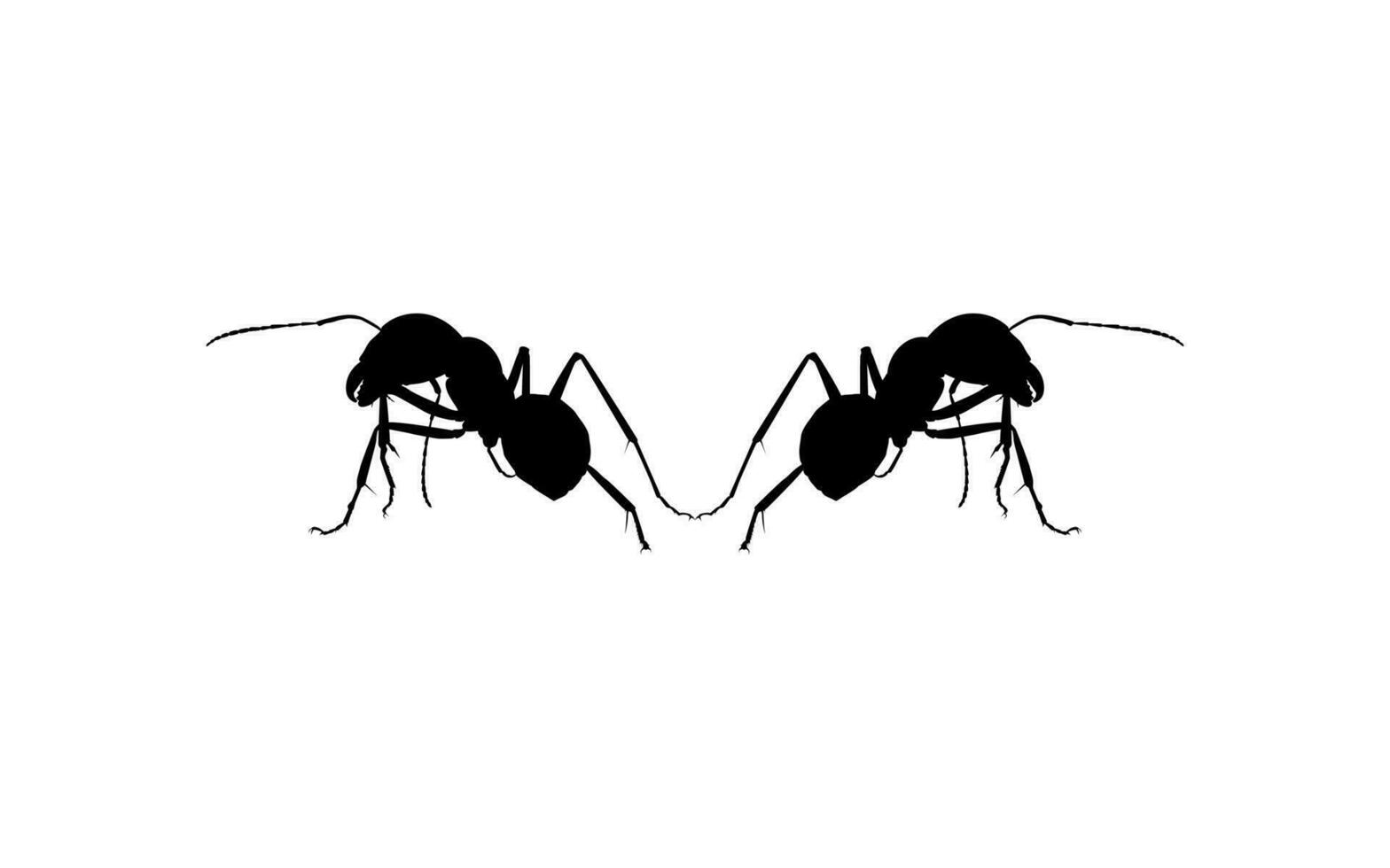 Pair of the Ant Silhouette for Art Illustration, Logo, Pictogram, Website, or Graphic Design Element. Vector Illustration