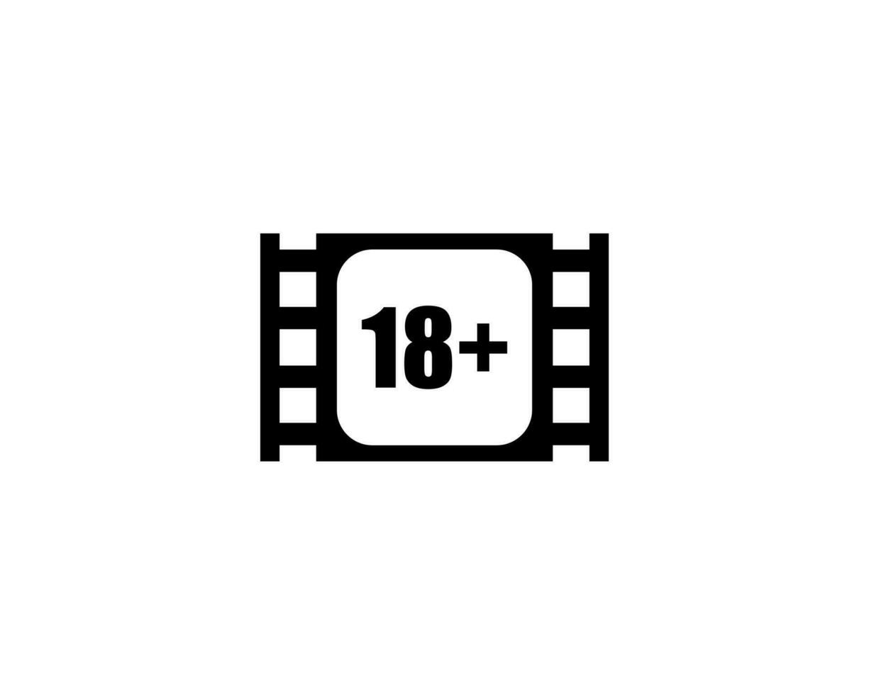 Sign of Adult Only for Eighteen Plus, 18 Plus and Twenty One Plus or 21 PlusAge in the Filmstrip. Age Rating Movie Icon Symbol for Movie Poster, Apps, Website or Graphic Design Element. Vector