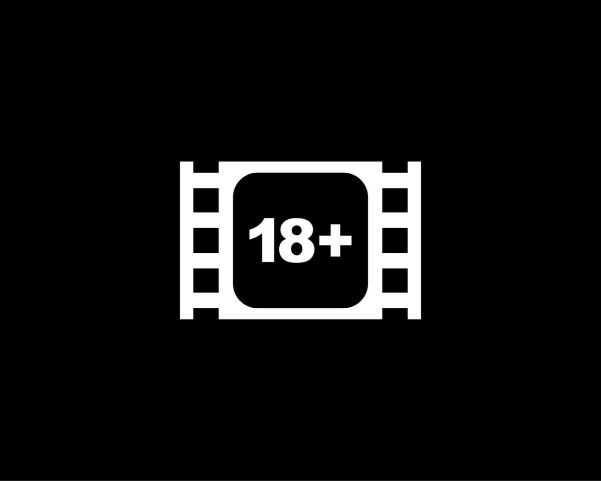 Sign of Adult Only for Eighteen Plus, 18 Plus and Twenty One Plus or 21 PlusAge in the Filmstrip. Age Rating Movie Icon Symbol for Movie Poster, Apps, Website or Graphic Design Element. Vector