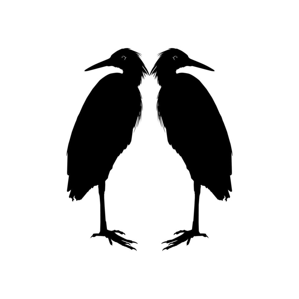 par de el negro garza pájaro, egretta ardesíaca, además conocido como el negro garceta silueta para Arte ilustración, logo, pictograma, sitio web, o gráfico diseño elemento. vector ilustración